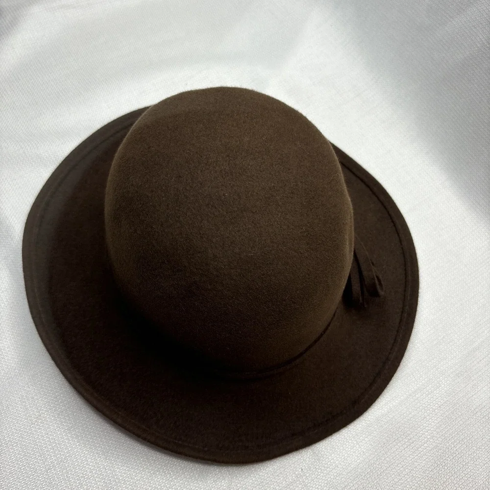 Vintage‎ 80s Hat Jeanne Marie Women's Wool Felt Brown Church Derby Kathy Retro